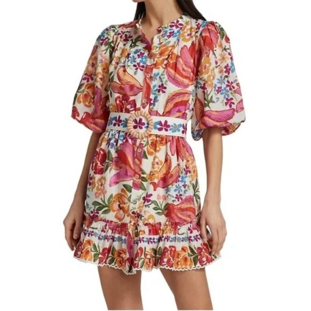 Farm Rio spring bananas belted mini dress size XS